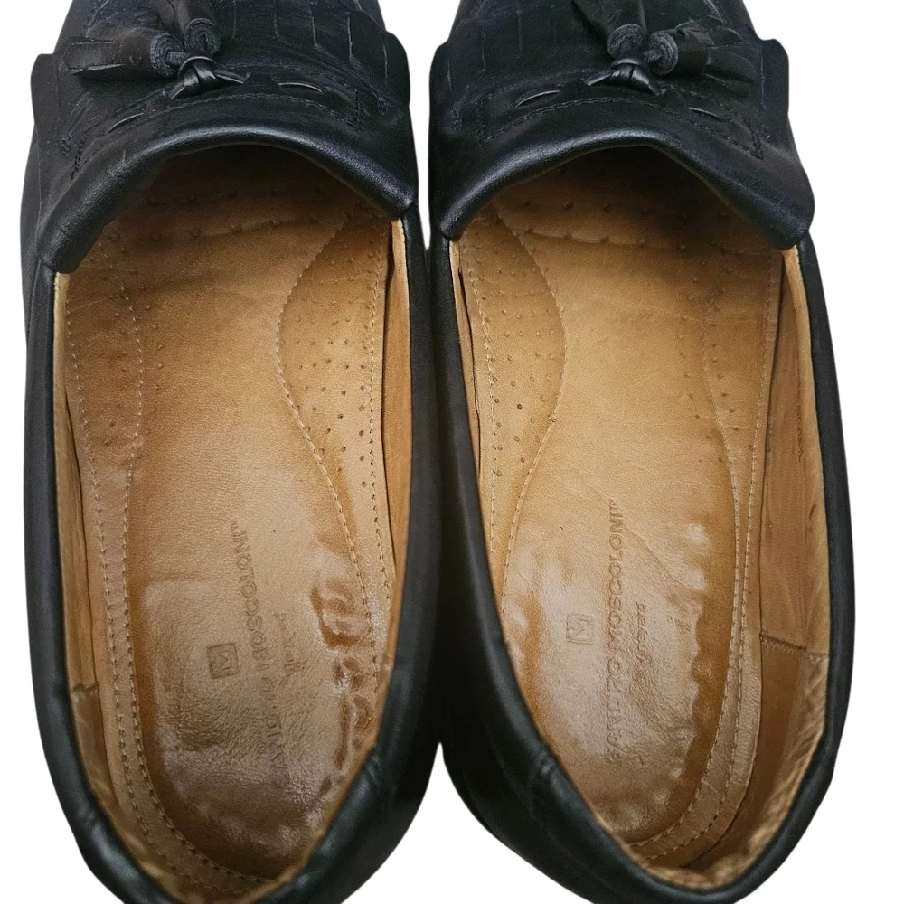 Sandro Moscoloni‎ Black Vineyard Leather  Tassel Loafers Men 10.5 D